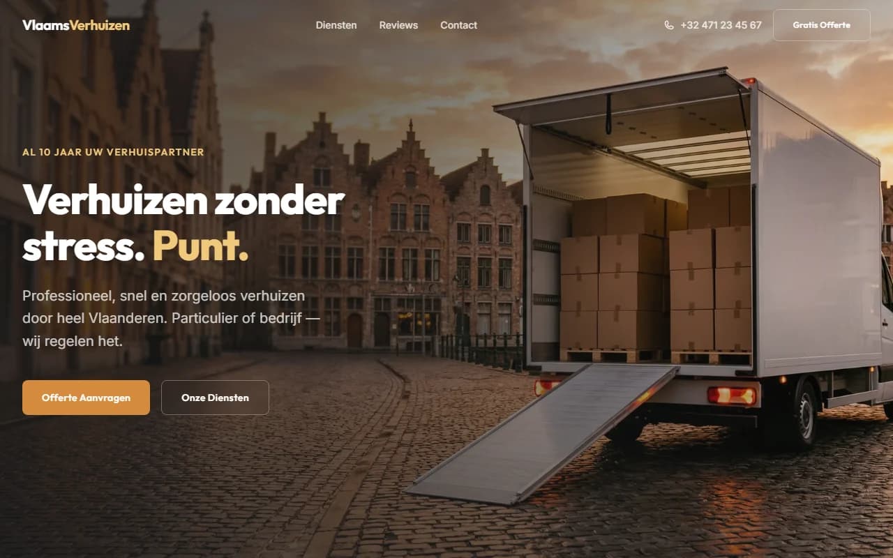 Screenshot van het Vlaams Verhuizen project — Dienstverlening